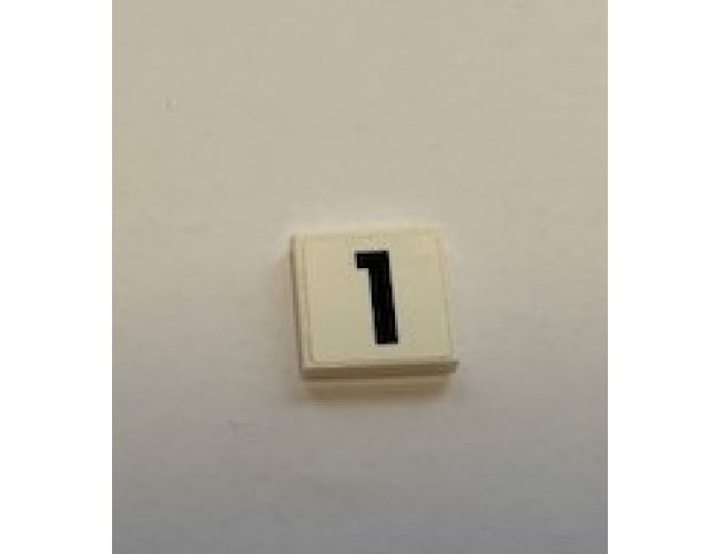 Tile 2 x 2 with Black Number 1 on White Background Pattern (Sticker) - Set 60110