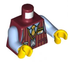 Torso Vest with Vertical Stripes, Yellow Dotted Tie, Train Logo, ID Badge and Name Tag Pattern / Bright Light Blue Arms / Yellow Hands