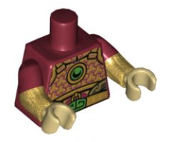Torso Armor with Gold Trim, Green Circle and Buckle Pattern / Pearl Gold Arms with Dark Red Short Sleeve Pattern / Tan Hands