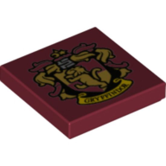 Tile 2 x 2 with HP 'GRYFFINDOR' House Crest Pattern