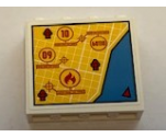 Panel 1 x 4 x 3 with Side Supports - Hollow Studs with Street Map and Fire Location Pattern (Sticker) - Set 60110