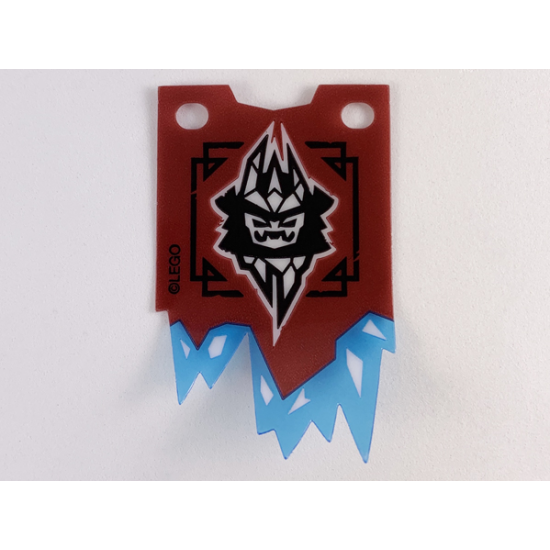 Plastic Flag Tattered with Ice Emperor Crest and Trans-Light Blue Icicle Larger on Right Pattern