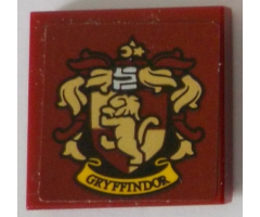 Tile 2 x 2 with HP 'GRYFFINDOR' House Crest on Dark Red Background Pattern (Sticker) - Set 71043