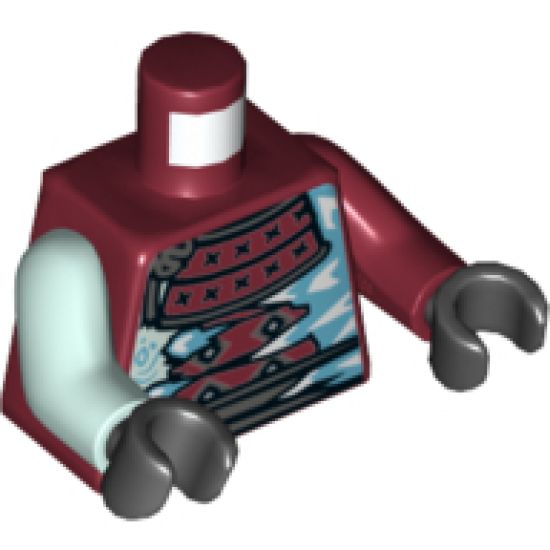 Torso Ninjago Armor with Ice Spikes Pattern / Dark Red Arm Left / Light Aqua Arm Right / Black Hands