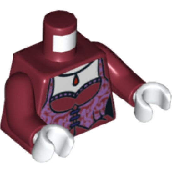 Torso Monster Fighters Female Corset with Lavender Trim and Dark Red Pendant Pattern / Dark Red Arms / White Hands