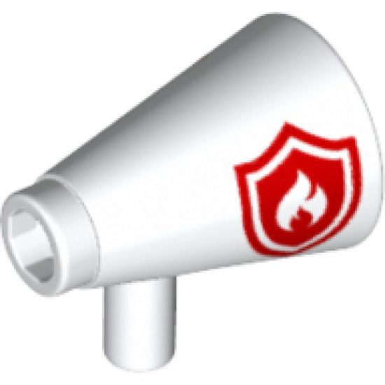 Minifigure, Utensil Megaphone Speaking Trumpet with Red Firefighter Logo Pattern