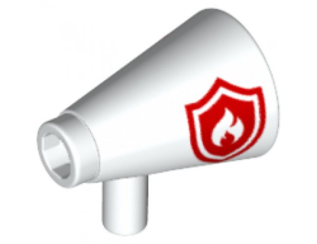 Minifigure, Utensil Megaphone Speaking Trumpet with Red Firefighter Logo Pattern