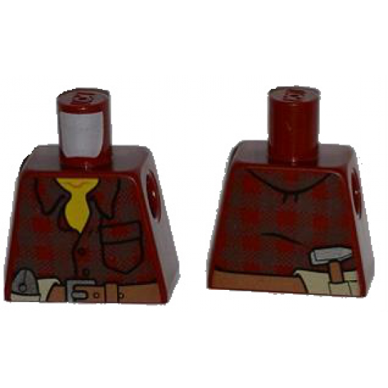 Torso Flannel Shirt with Pocket and Belt with Pliers and Hammer Pattern