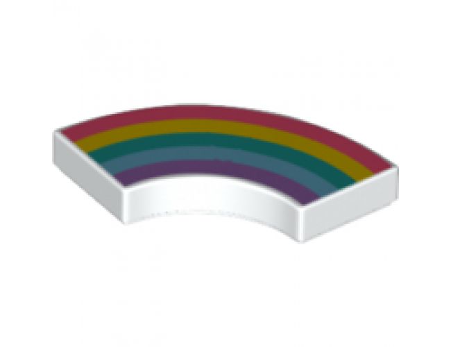 Tile, Round Corner 2 x 2 Macaroni with Rainbow Pattern