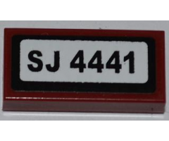 Tile 1 x 2 with 'SJ 4441' Pattern (Sticker) - Set 4441