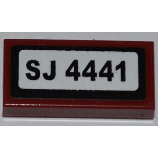 Tile 1 x 2 with 'SJ 4441' Pattern (Sticker) - Set 4441