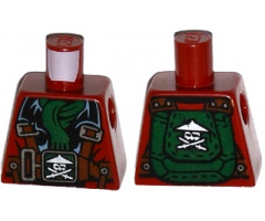 Torso Ninjago Parachute with Straps, Ninja Skull with Crossed Swords, Green Scarf Pattern