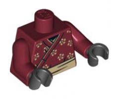 Torso Wrapped Samurai Robe with Flowers Pattern / Dark Red Arms / Black Hands