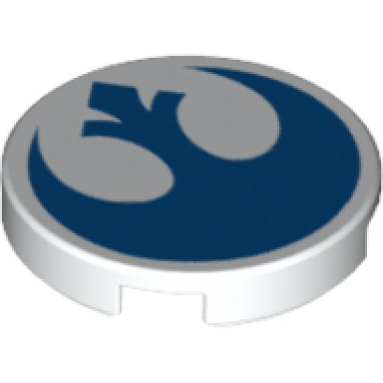 Tile, Round 2 x 2 with Bottom Stud Holder with SW Blue Rebel Logo Pattern