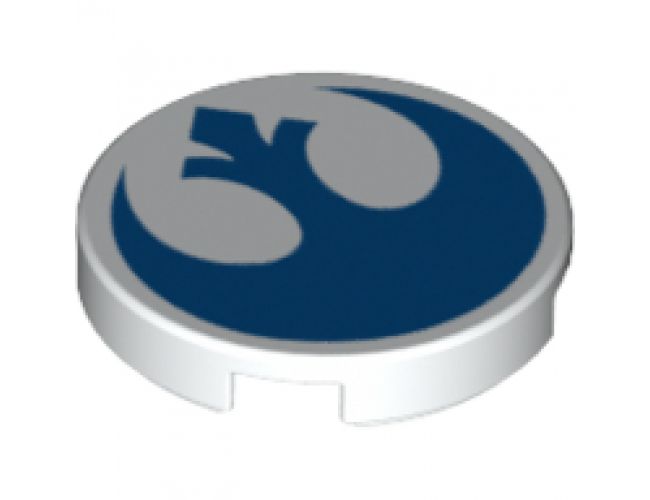 Tile, Round 2 x 2 with Bottom Stud Holder with SW Blue Rebel Logo Pattern