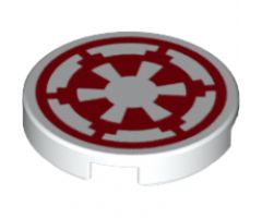 Tile, Round 2 x 2 with Bottom Stud Holder with SW Red Imperial Logo Pattern