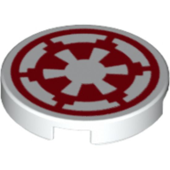 Tile, Round 2 x 2 with Bottom Stud Holder with SW Red Imperial Logo Pattern