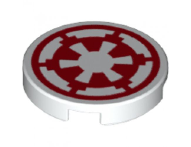 Tile, Round 2 x 2 with Bottom Stud Holder with SW Red Imperial Logo Pattern