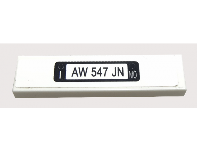 Tile 1 x 4 with 'AW 547 JN' License Plate on White Background Pattern (Sticker) - Set 8185