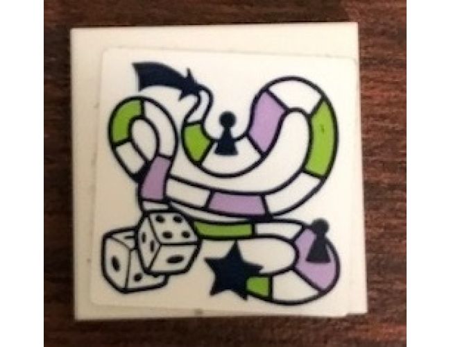 Tile 2 x 2 with Board Game and Dice Pattern (Sticker) - Set 41323