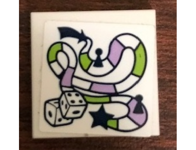 Tile 2 x 2 with Board Game and Dice Pattern (Sticker) - Set 41323