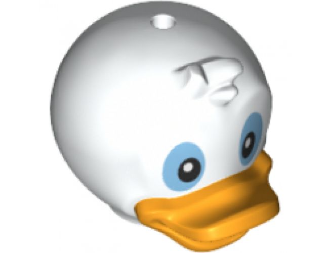 Minifigure, Head, Modified Duck with Forehead Tuft, Bright Light Orange Bill and Black and Medium Blue Eyes Pattern (Donald's Nephews)