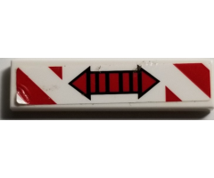 Tile 1 x 4 with Red Double Arrow and Red and White Danger Stripes Pattern (Sticker) - Set 70595