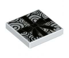 Tile 2 x 2 with Black Spirals and Gift Wrap Ribbon and Bow Pattern