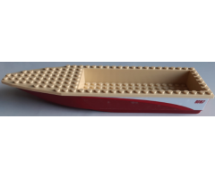 Boat, Hull Unitary 28 x 8 with Tan Top with Red Stripe and '60167' on White Background Pattern on Both Sides (Stickers) - Set 60167