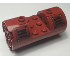Cylinder 3 x 6 x 2 2/3 Horizontal - Square Connections with Black Vents and Rivets Pattern Model Right Side (Stickers) - Set 70009