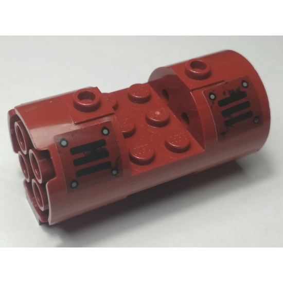 Cylinder 3 x 6 x 2 2/3 Horizontal - Square Connections with Black Vents and Rivets Pattern Model Right Side (Stickers) - Set 70009