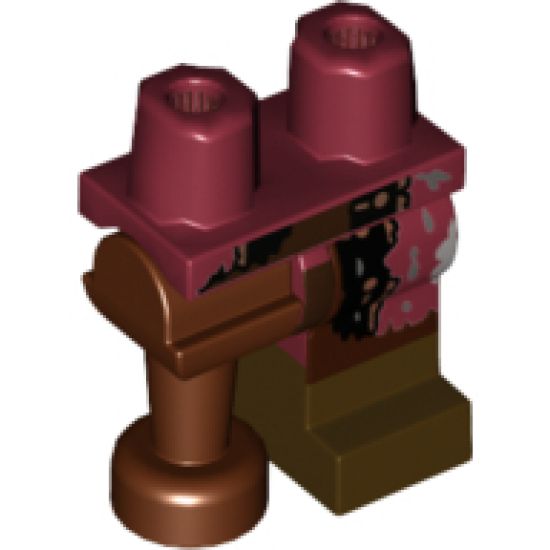 Hips and 1 Dark Red Left Leg with Black Coat, Copper Buttons and Dark Brown Boot Pattern, 1 Reddish Brown Peg Leg