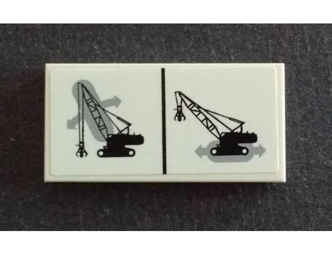Tile 2 x 4 with Crane Operating Instructions for Arm and Tread Movement Pattern (Sticker) - Set 42042