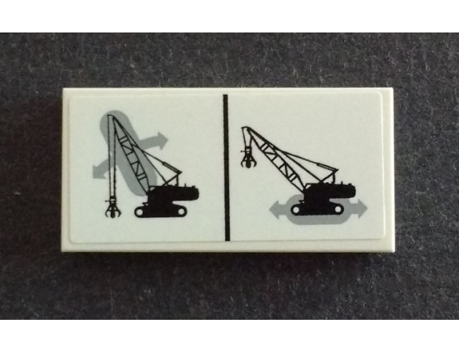 Tile 2 x 4 with Crane Operating Instructions for Arm and Tread Movement Pattern (Sticker) - Set 42042