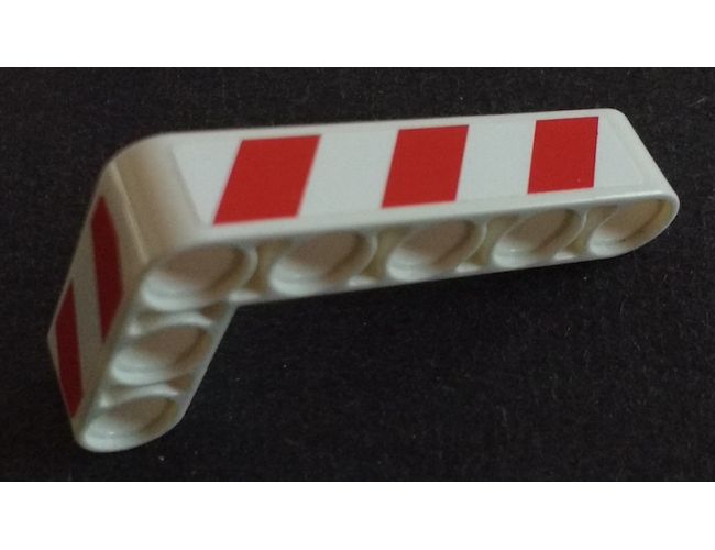 Technic, Liftarm 3 x 5 L-Shape Thick with Red and White Danger Stripes Pattern Model Left Side (Stickers) - Set 42042