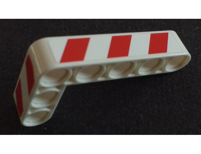 Technic, Liftarm 3 x 5 L-Shape Thick with Red and White Danger Stripes Pattern Model Left Side (Stickers) - Set 42042