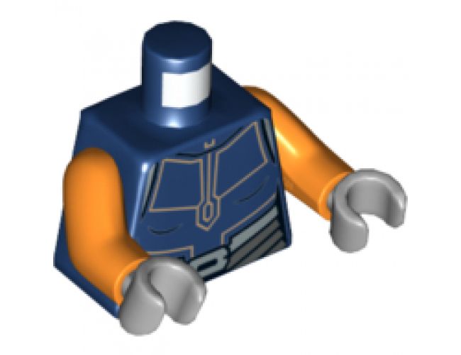 Torso SW Ahsoka Jumpsuit with Silver Belt Pattern / Orange Arms / Light Bluish Gray Hands