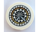 Tile, Round 2 x 2 with Bottom Stud Holder with HP Hogwarts Great Hall Clock Face Pattern (Sticker) - Set 75954