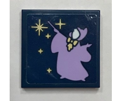 Tile 2 x 2 with Fairy Godmother with Wand and Fairy Dust Pattern (Sticker) - Set 41154