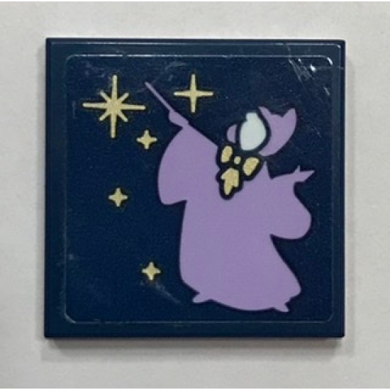 Tile 2 x 2 with Fairy Godmother with Wand and Fairy Dust Pattern (Sticker) - Set 41154