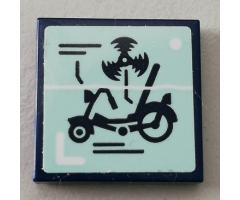 Tile 2 x 2 with Bike and Fan Pattern (Sticker) - Set 75551