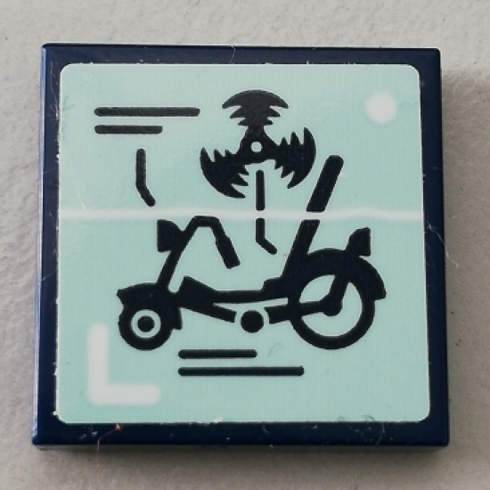 Tile 2 x 2 with Bike and Fan Pattern (Sticker) - Set 75551