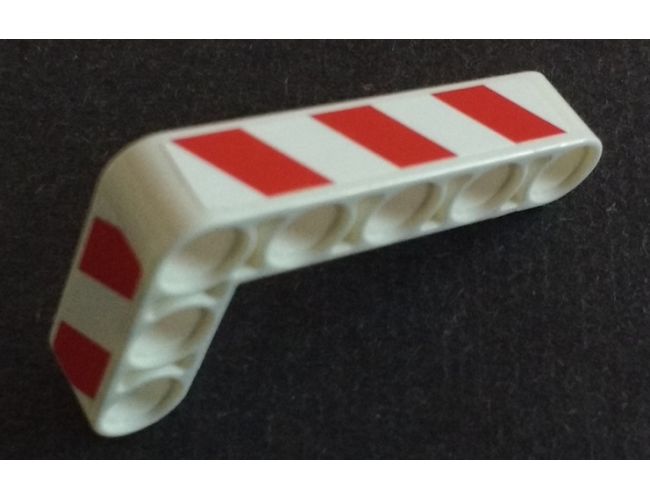 Technic, Liftarm 3 x 5 L-Shape Thick with Red and White Danger Stripes Pattern Model Right Side (Stickers) - Set 42042
