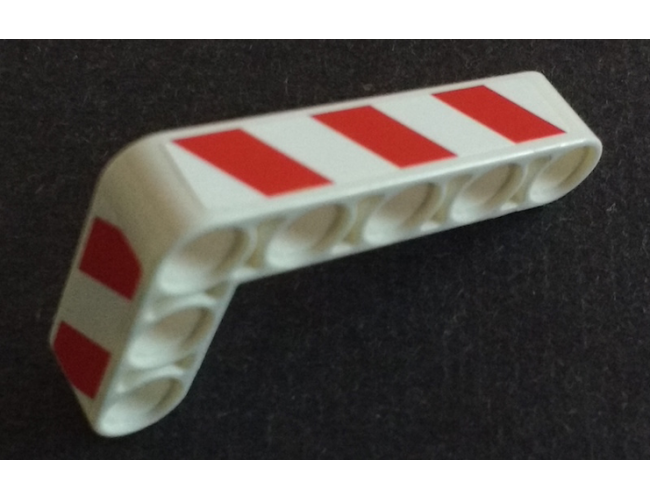 Technic, Liftarm 3 x 5 L-Shape Thick with Red and White Danger Stripes Pattern Model Right Side (Stickers) - Set 42042