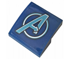 Slope, Curved 2 x 2 with Metallic Light Blue Avengers Logo Pattern (Sticker) - Set 76143