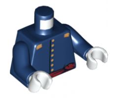 Torso Cavalry Uniform, 7 Buttons, Dark Red Sash and Gold Epaulettes Pattern / Dark Blue Arms / White Hands