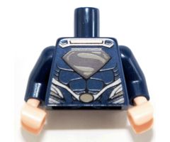 Torso Shirt with Muscles, Dark Red and Flat Gold Superman 'S' Logo and Gold Oval Belt Buckle Pattern / Dark Blue Arms / Light Nougat Hands