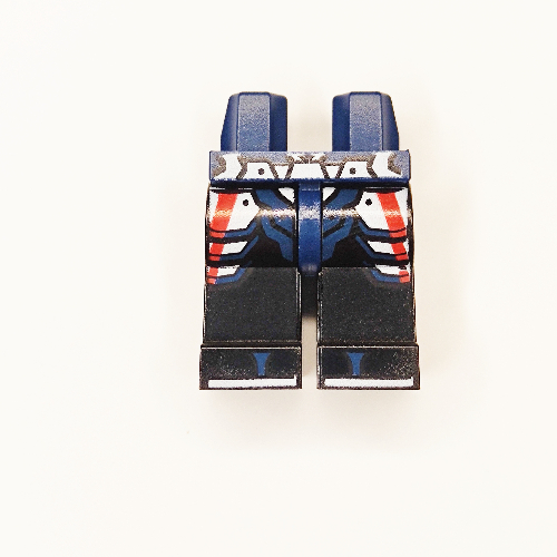 Hips and Black Legs with Red and White Armor, Dark Blue Zori Sandals with White Soles Pattern