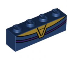 Brick 1 x 4 with Gold V-Neck Collar and Curved Dark Purple Line Pattern (BrickHeadz Thanos Chest)