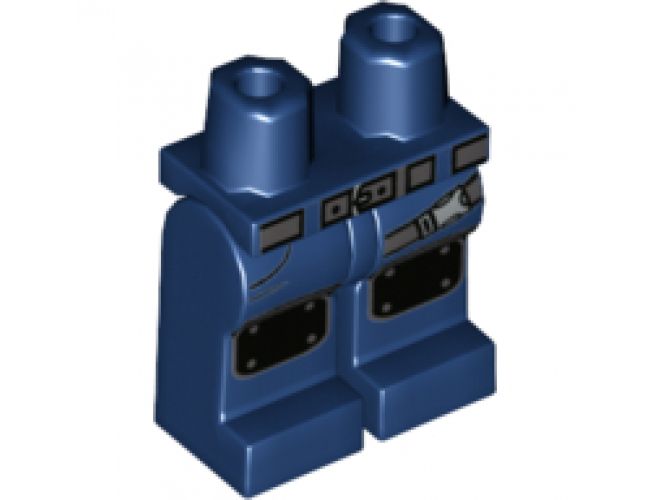 Hips and Legs with Dark Bluish Gray Belt and Black Knee Pads Pattern